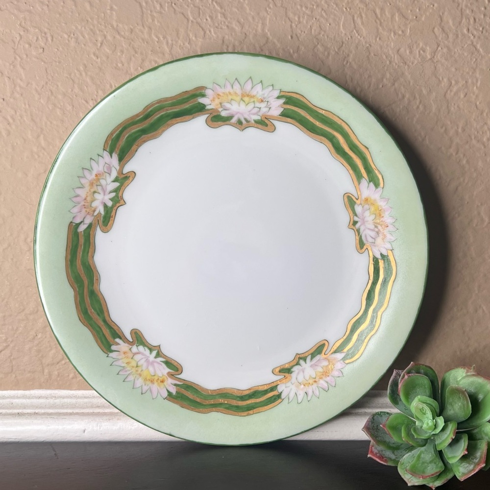 RARE Antique 1890's French Limoges Salad/Dessert Plate – Art Nouveau Water Lily​